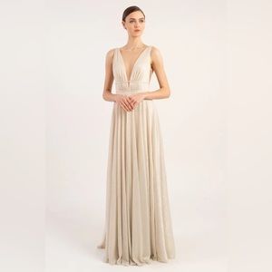 Jenny Yoo “Carmen” Metallic Gold Dress